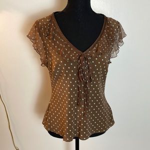 Sunny Leigh - Brown with Grey Polk a Dots Blouse